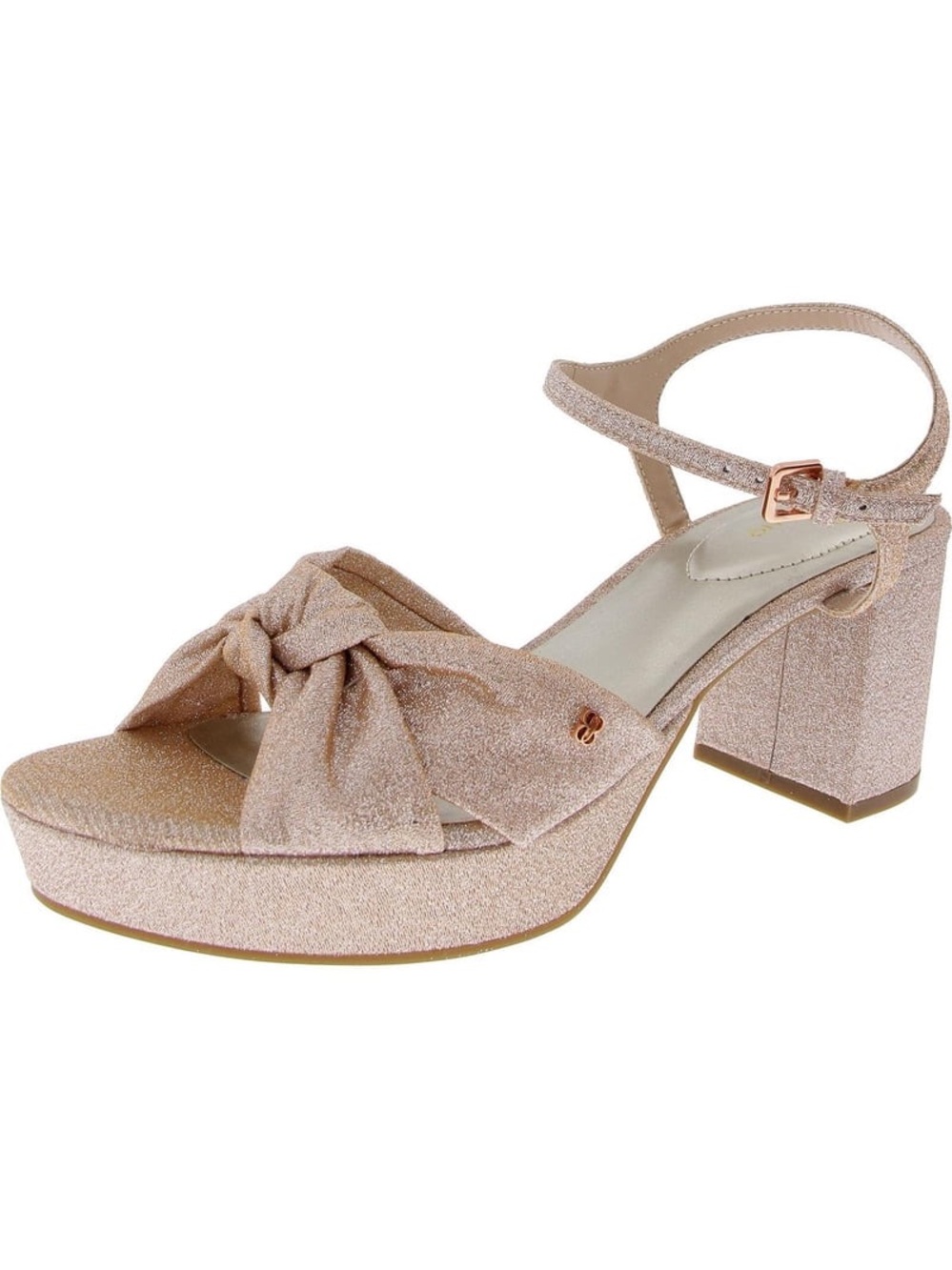 NIB Bandolino Prezley2 Shimmer Knot Sandal Heels Light Natural Size 8M